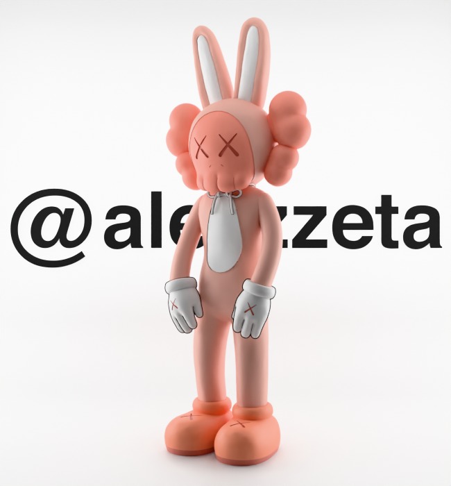 Kaws Accomplice Rabbit Bunny Textured Low-poly 3D model_4