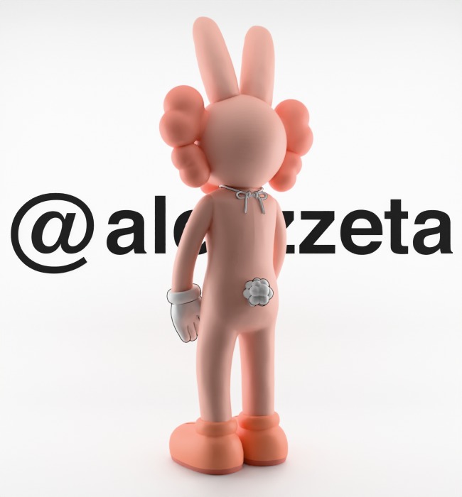 Kaws Accomplice Rabbit Bunny Textured Low-poly 3D model_16
