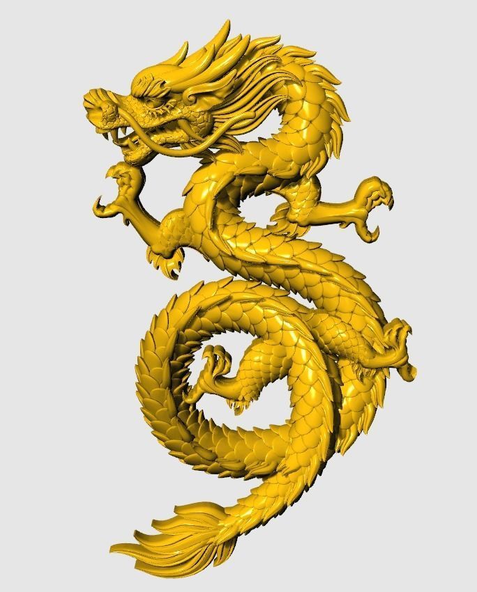 Asia china relief dragon pendant  beautiful   3D print model_3