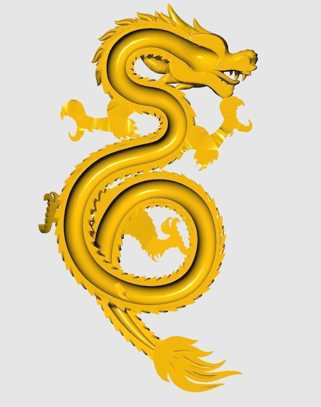 Asia china relief dragon pendant  beautiful   3D print model_4