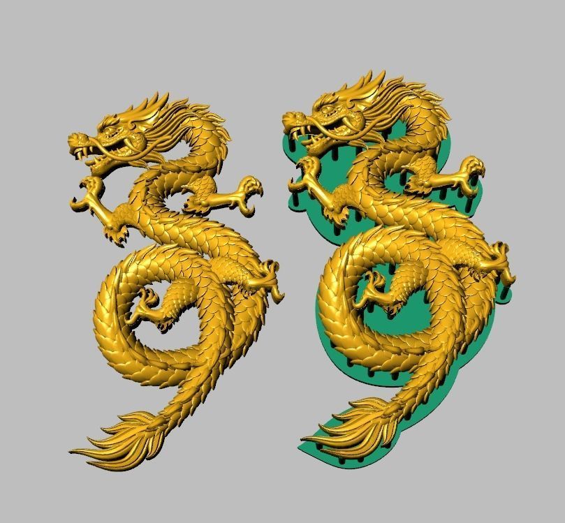 Asia china relief dragon pendant  beautiful   3D print model_9