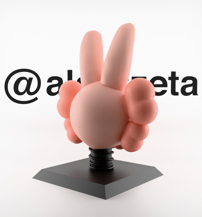 Kaws Bust Accomplice Rabbit Bunny Textured Low-poly 3D model_23