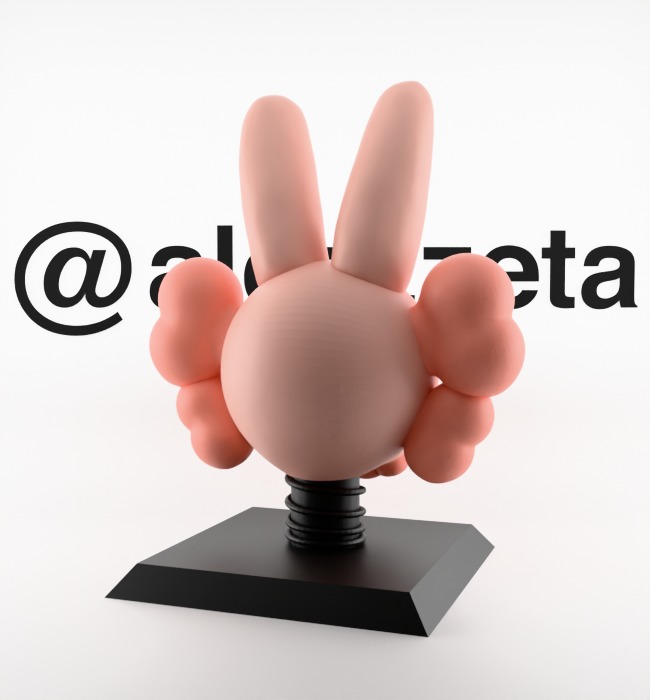 Kaws Bust Accomplice Rabbit Bunny Textured Low-poly 3D model_21