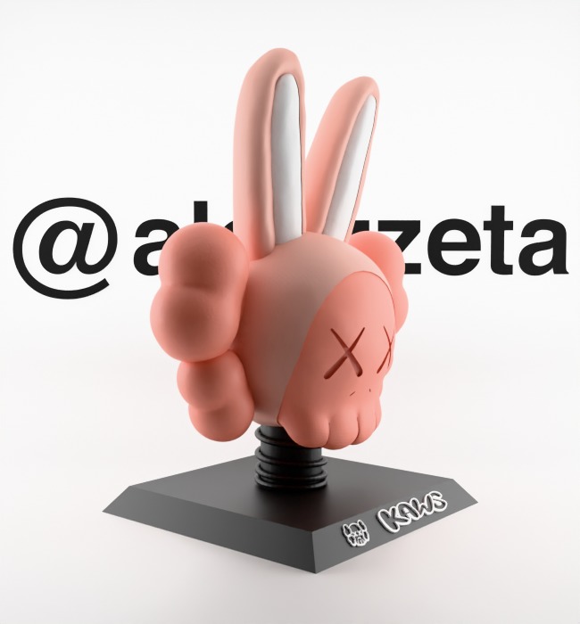 Kaws Bust Accomplice Rabbit Bunny Textured Low-poly 3D model_32