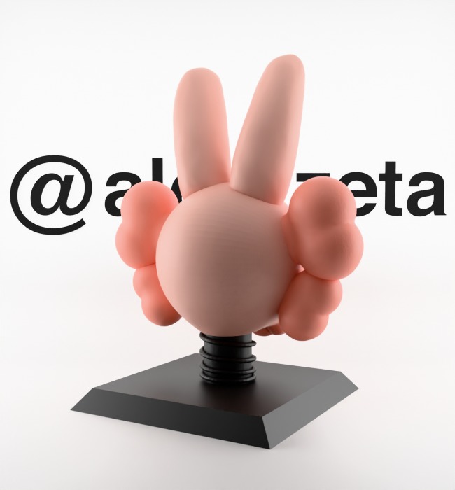 Kaws Bust Accomplice Rabbit Bunny Textured Low-poly 3D model_22