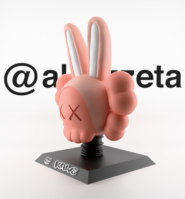 Kaws Bust Accomplice Rabbit Bunny Textured Low-poly 3D model_6