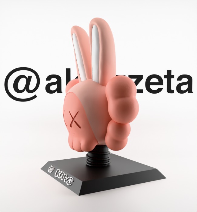 Kaws Bust Accomplice Rabbit Bunny Textured Low-poly 3D model_7