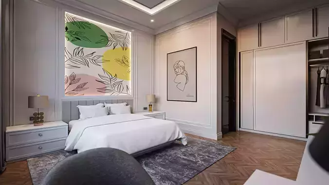 Bedroom Modern Clasic Blender - Fbx -Obj