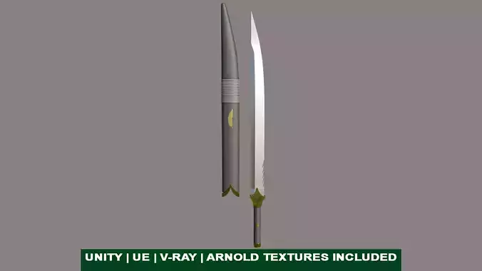 Sword 05 Game-Ready PBR Unity UE Arnold V-Ray Textures Included