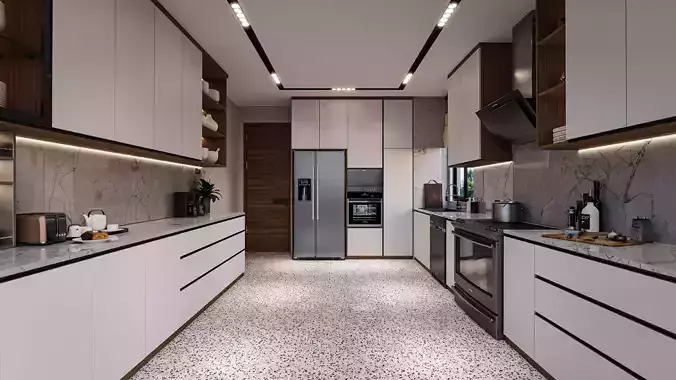 Kitchen Minimalist Design Blender - Fbx - Obj 3D model