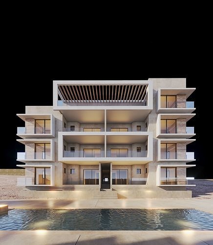 Apartments Building 3D model 7