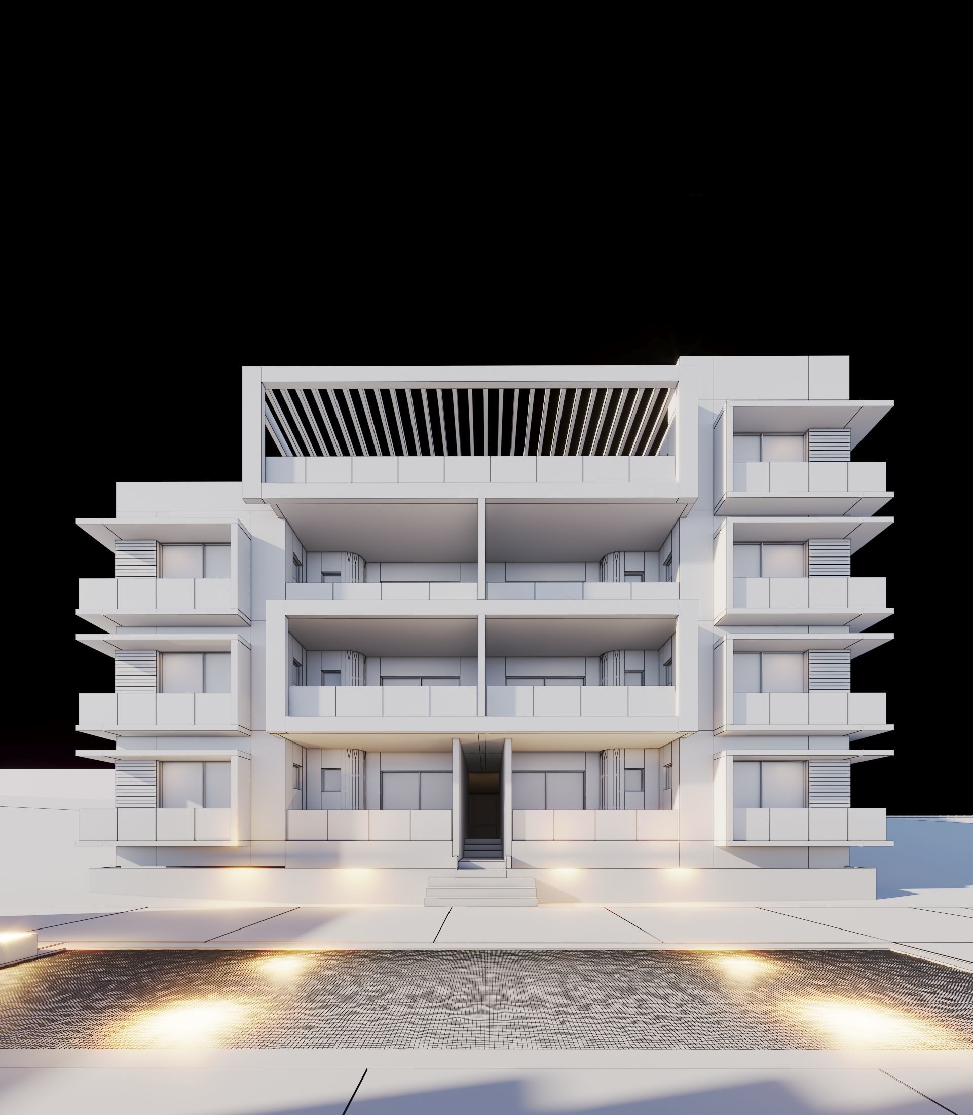 Apartments Building 3D model_8