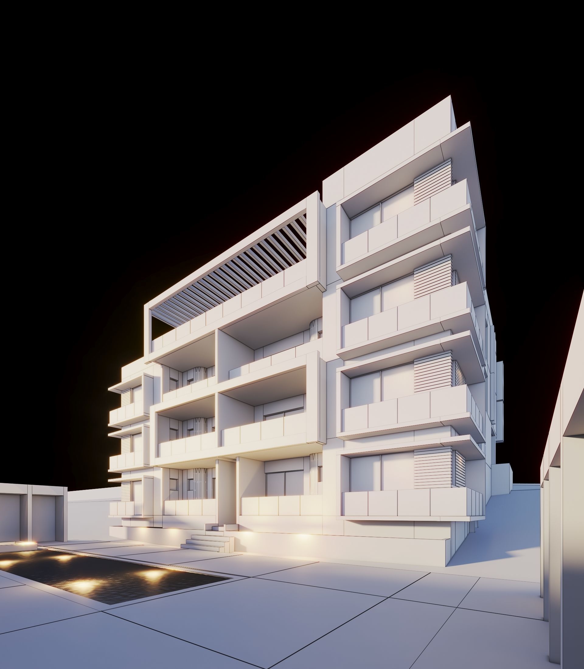 Apartments Building 3D model_2