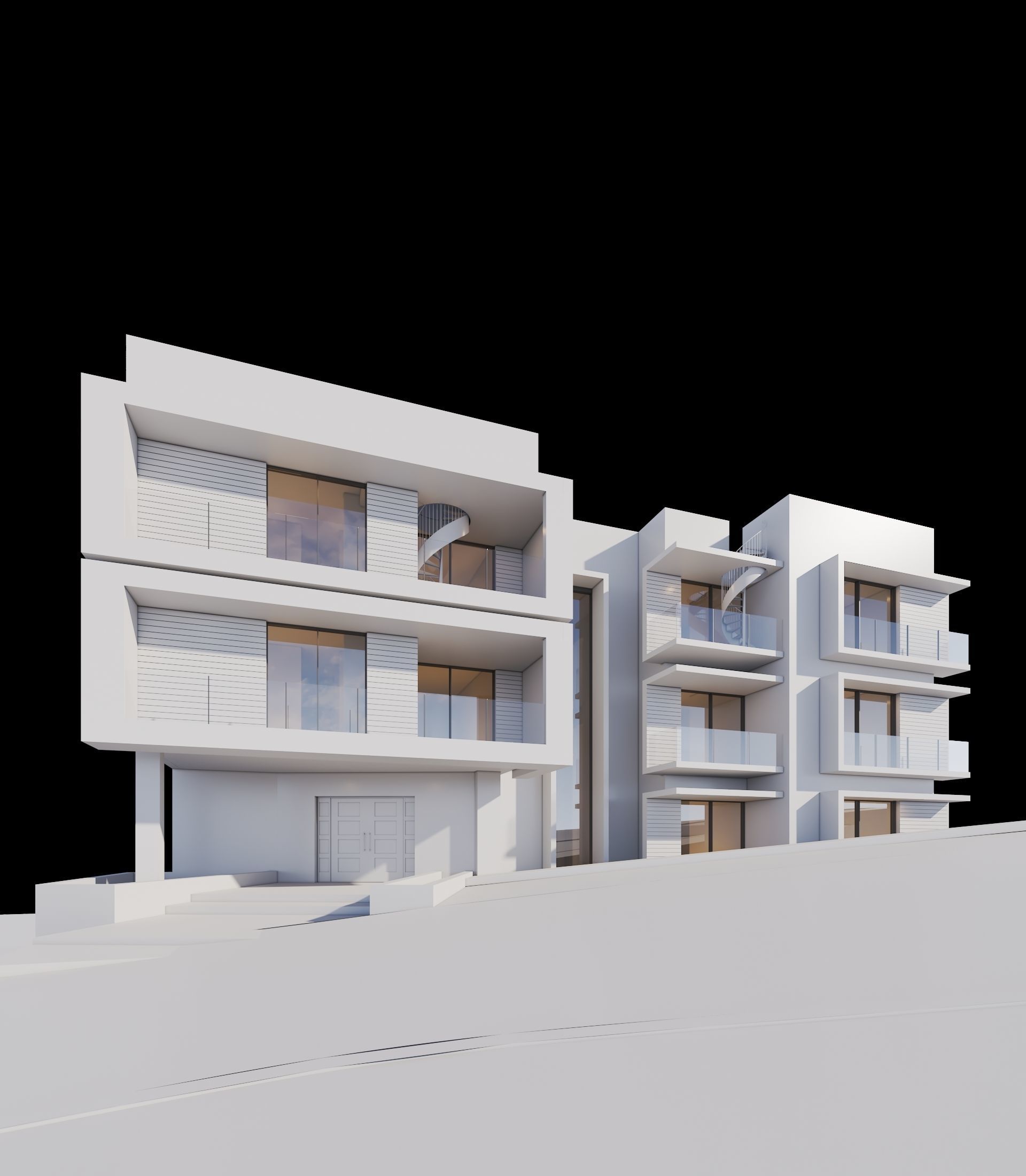 Apartments Building 3D model_4