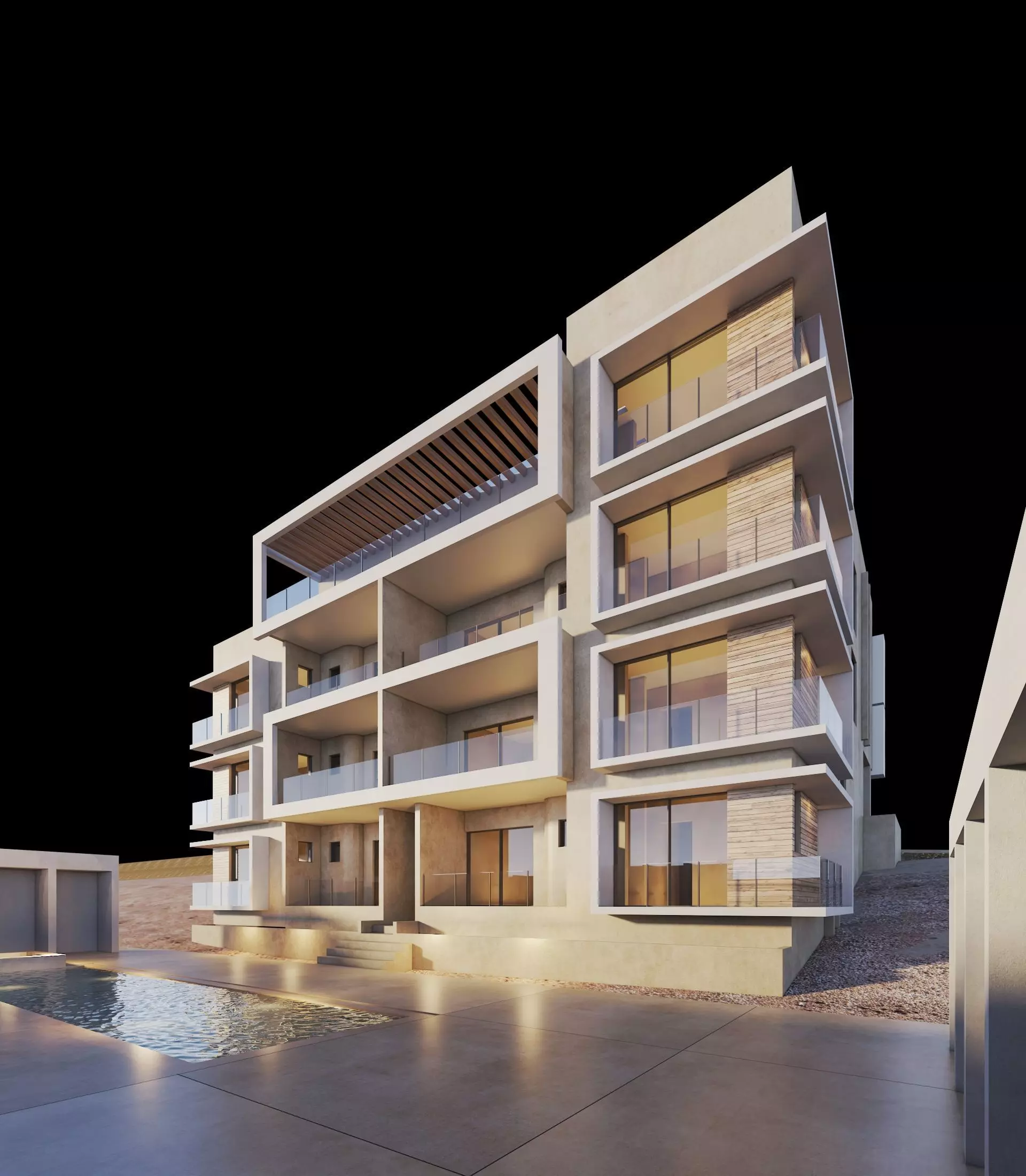Apartments Building 3D model_0