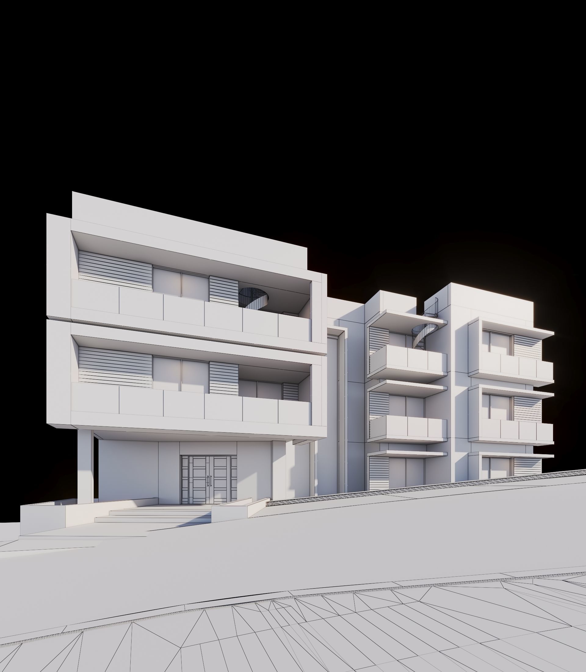 Apartments Building 3D model_5
