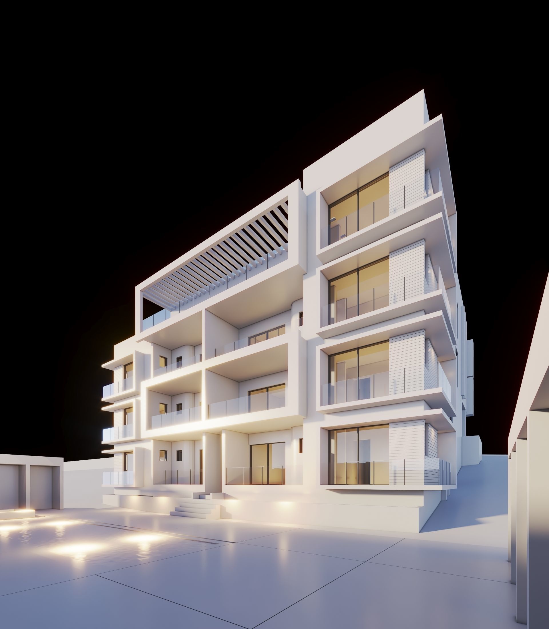 Apartments Building 3D model_1