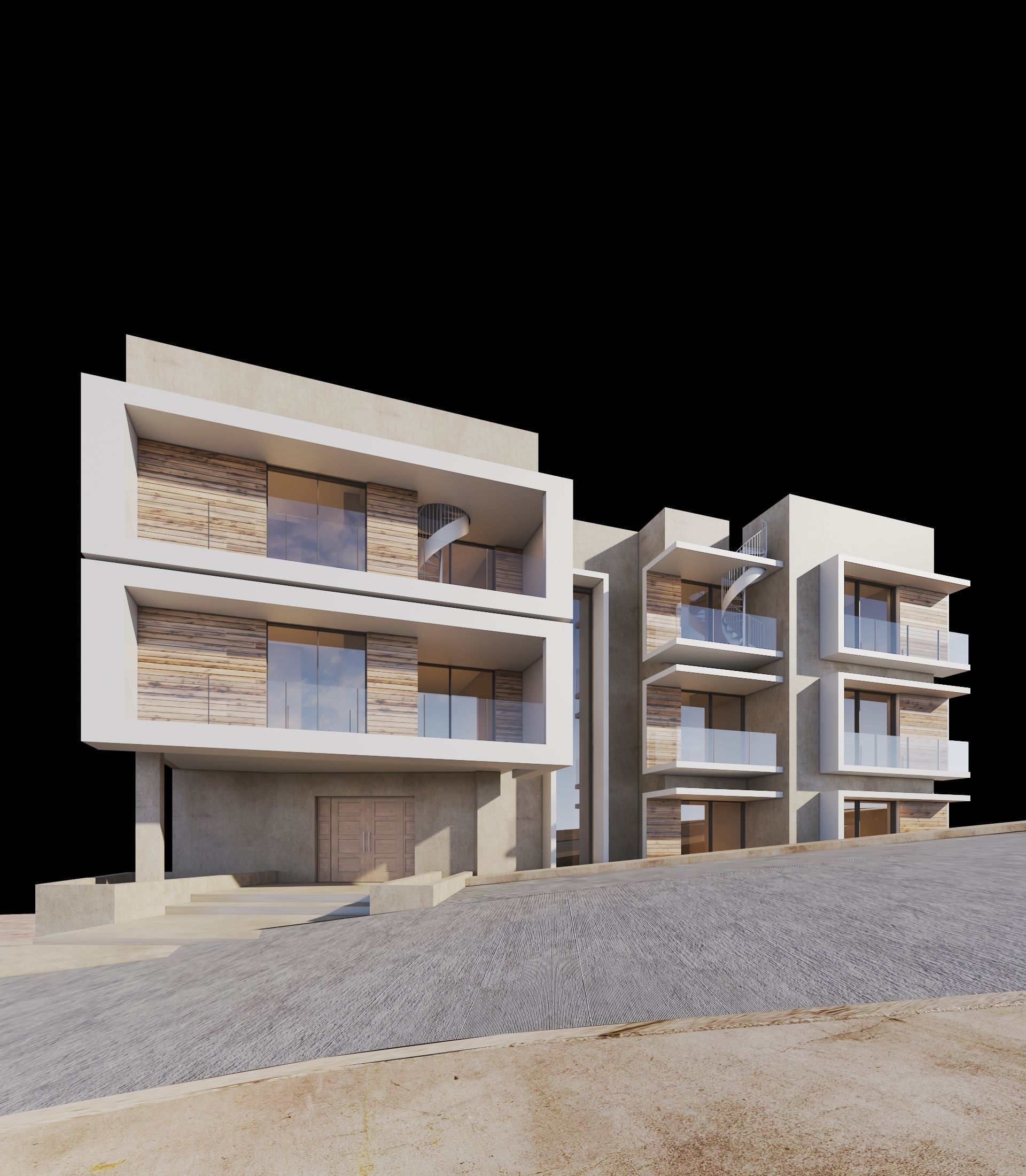 Apartments Building 3D model_3