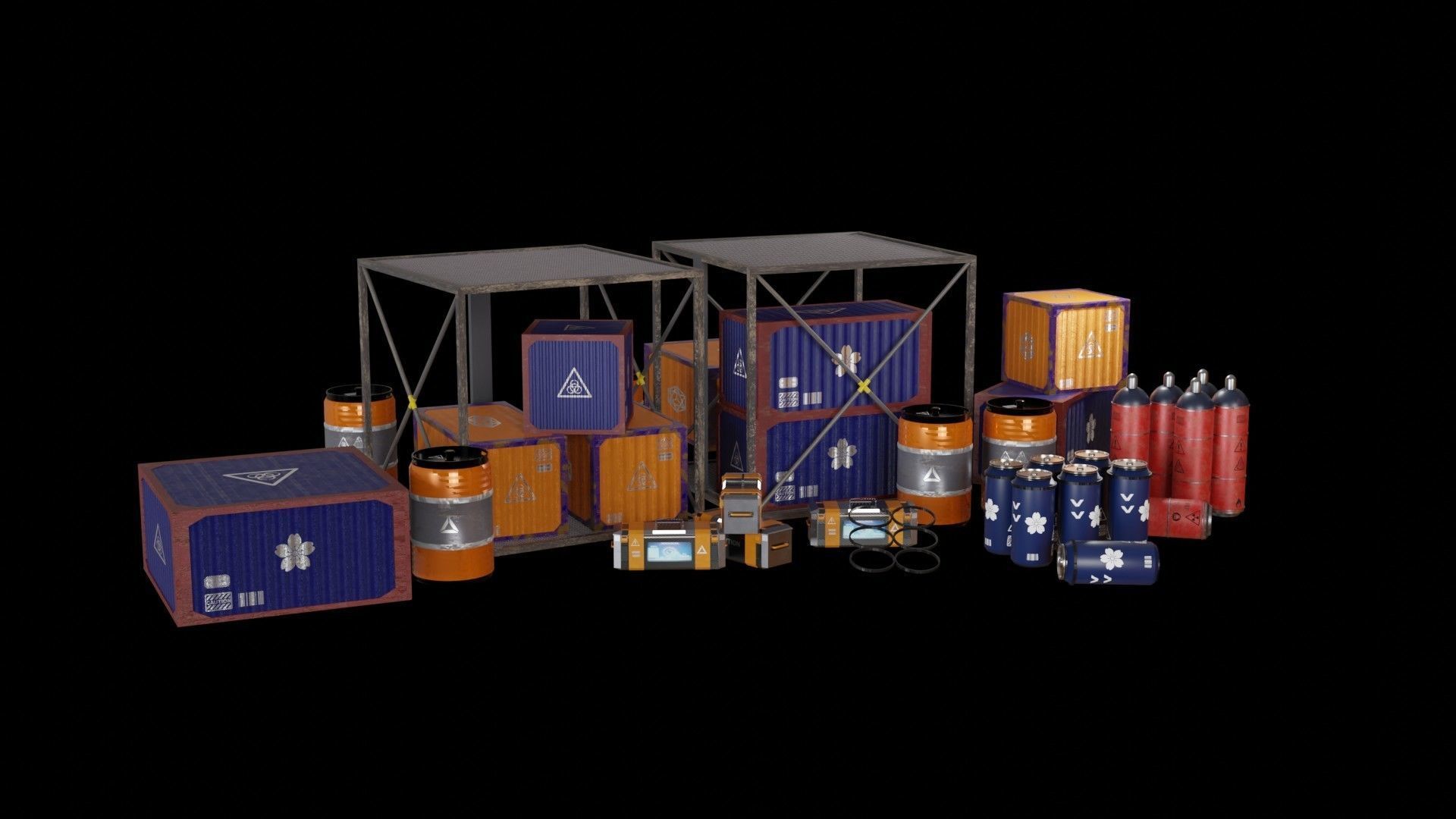 containers pack low poly scifi Low-poly 3D model_2