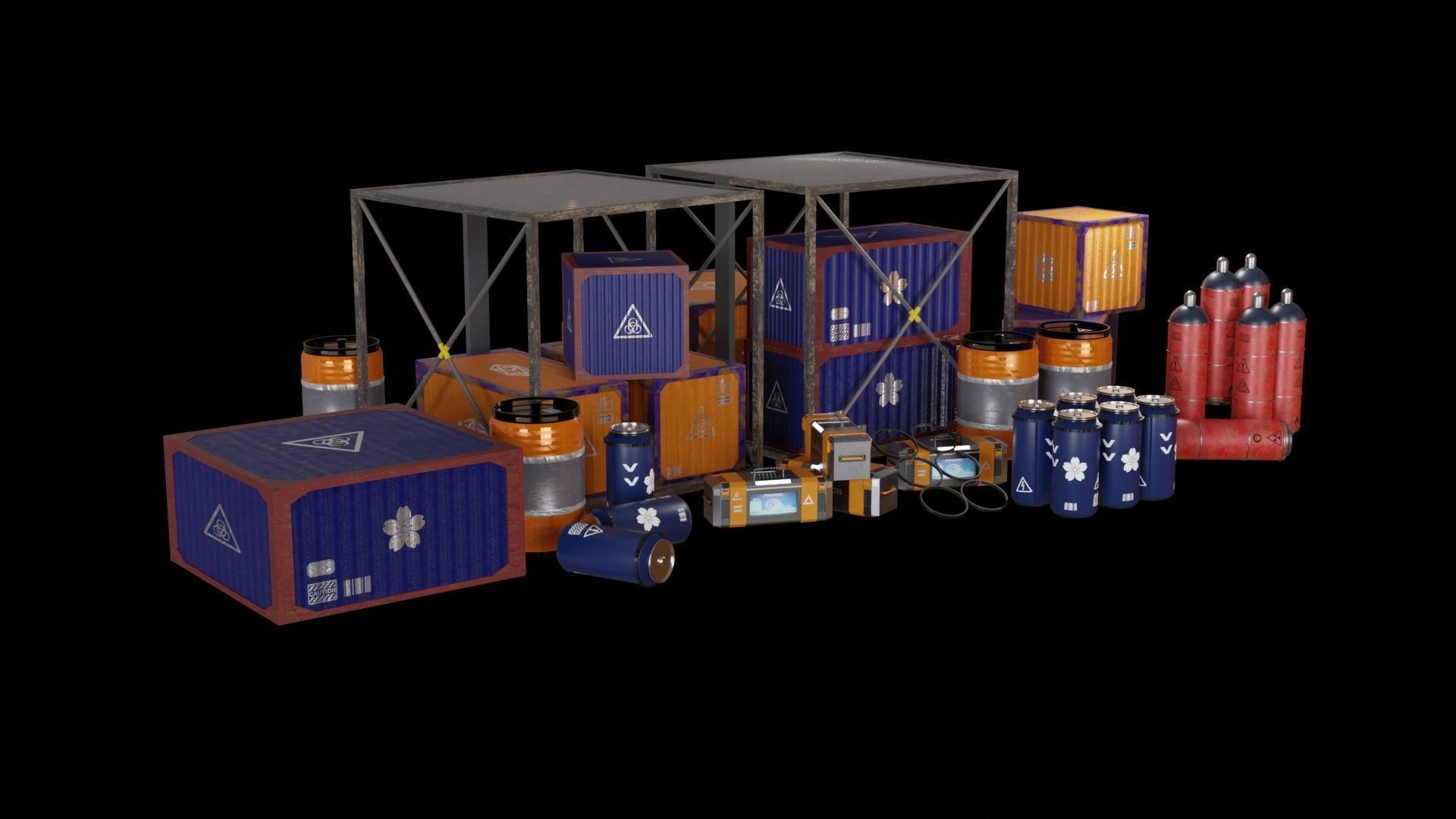 containers pack low poly scifi Low-poly 3D model_1