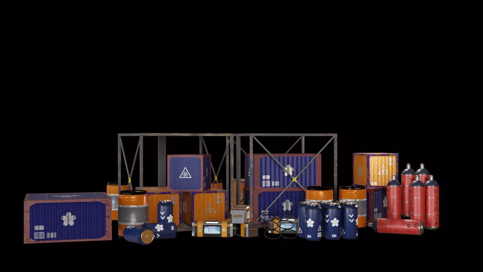 containers pack low poly scifi Low-poly 3D model_0