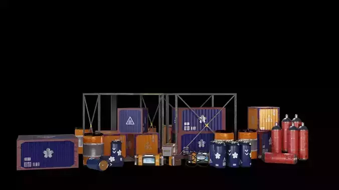 containers pack low poly scifi