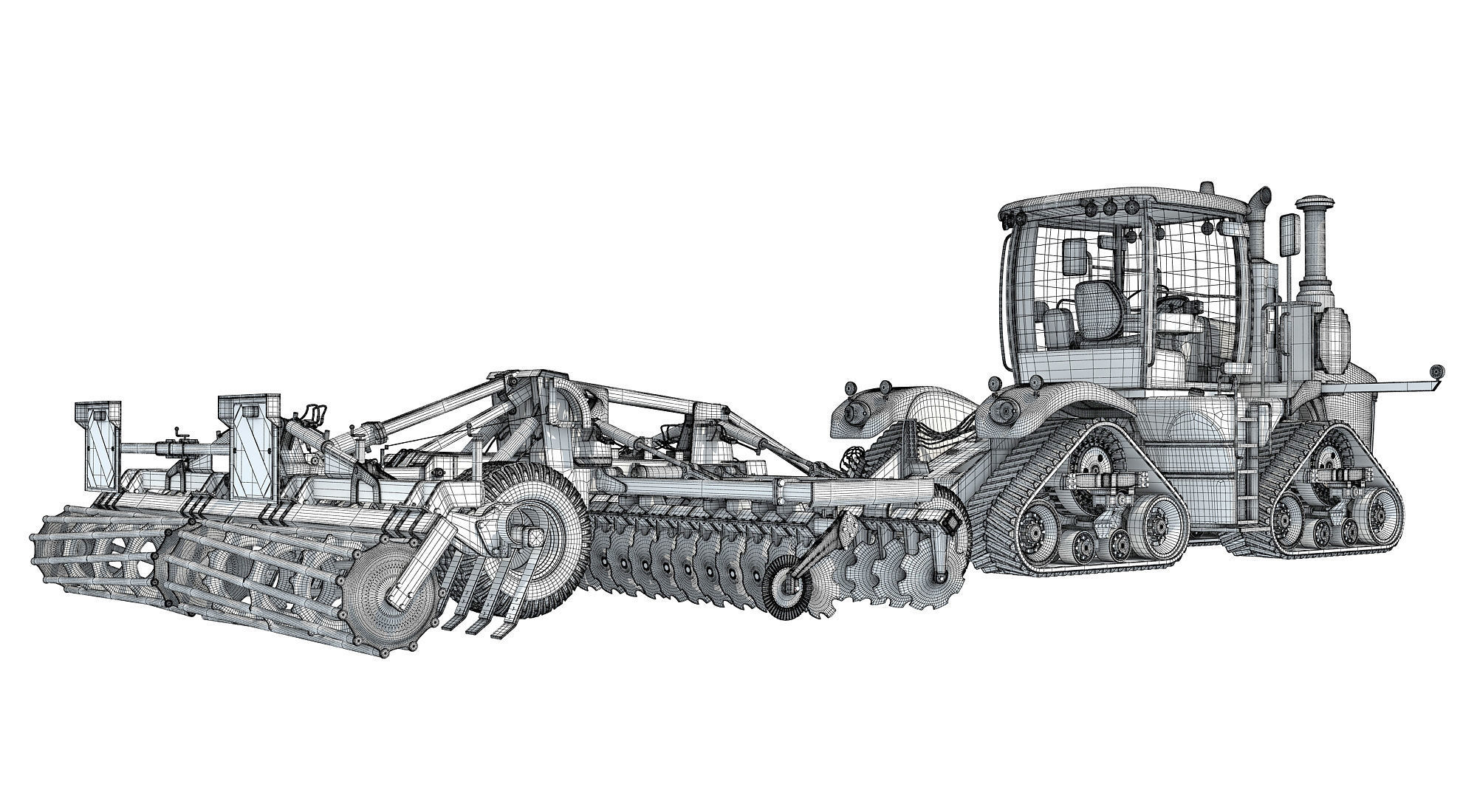 Tractor with Trailed Disc Harrow 3D model_20