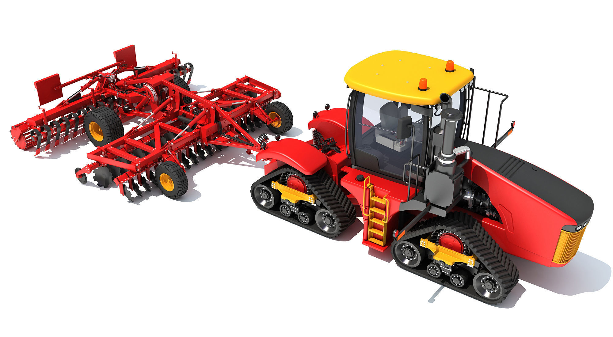 Tractor with Trailed Disc Harrow 3D model_11