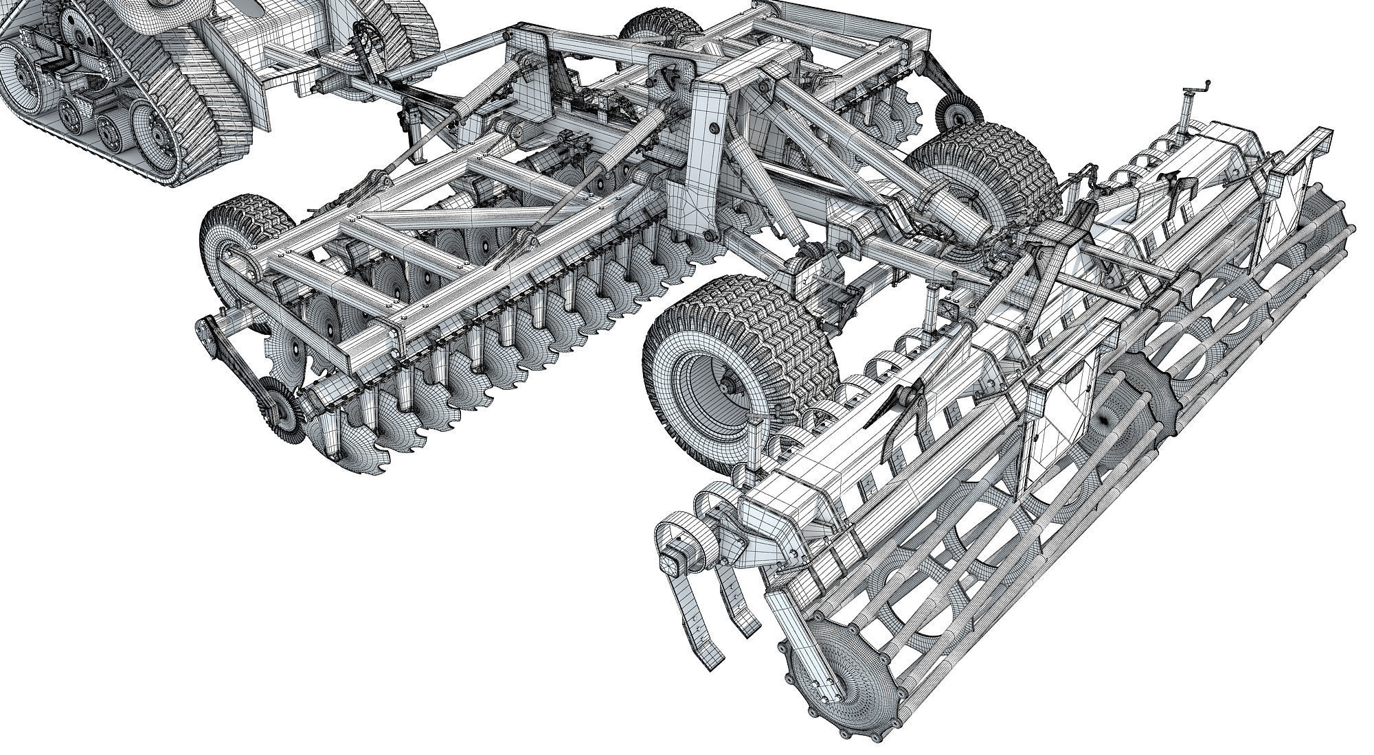 Tractor with Trailed Disc Harrow 3D model_23