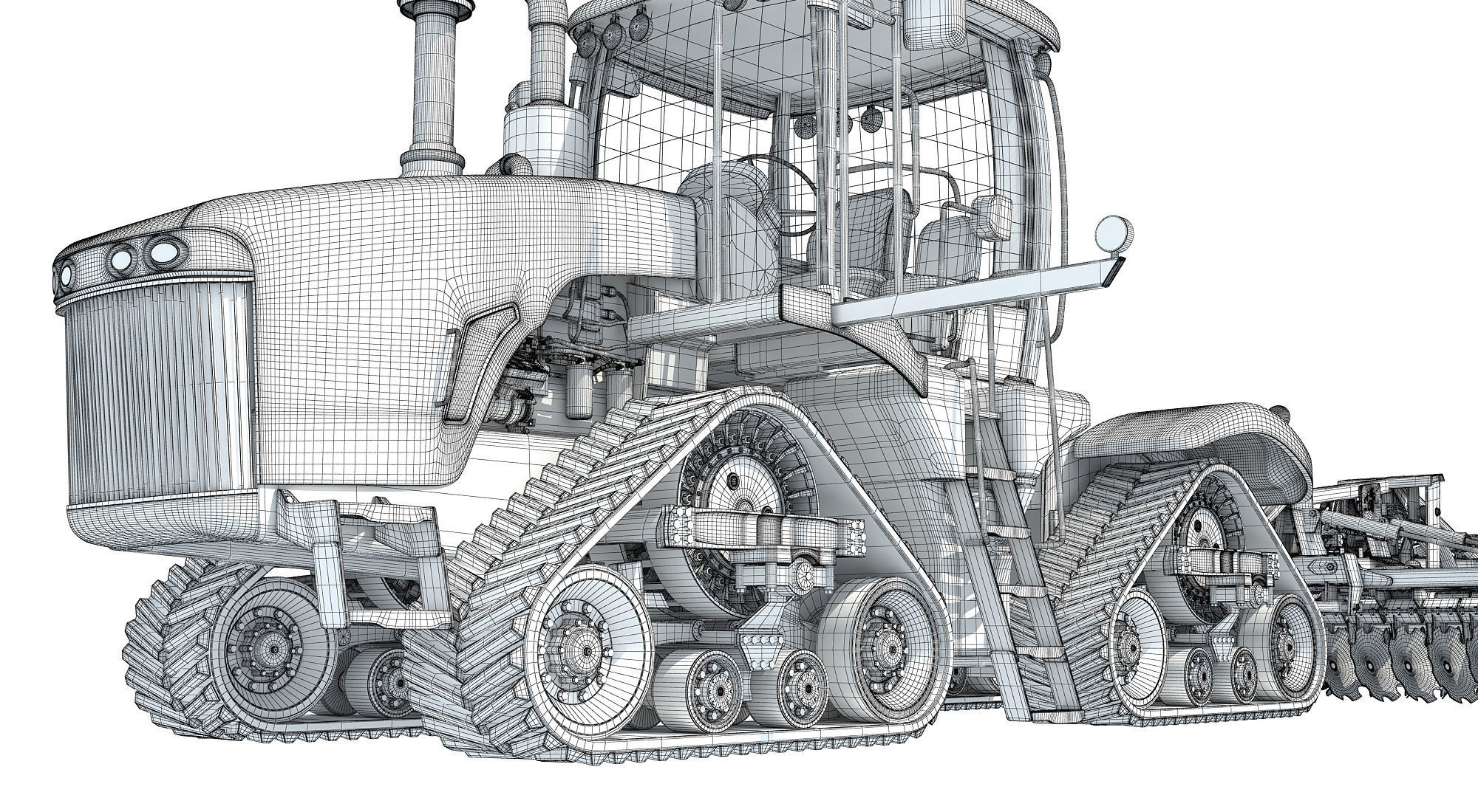 Tractor with Trailed Disc Harrow 3D model_22