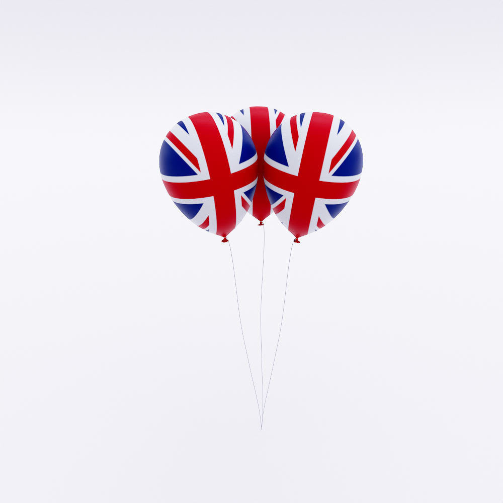 United Kingdom country balloon 3d model  Low-poly 3D model_1