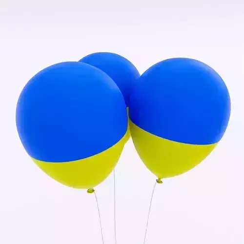 Ukraine country balloon low poly 3d model 