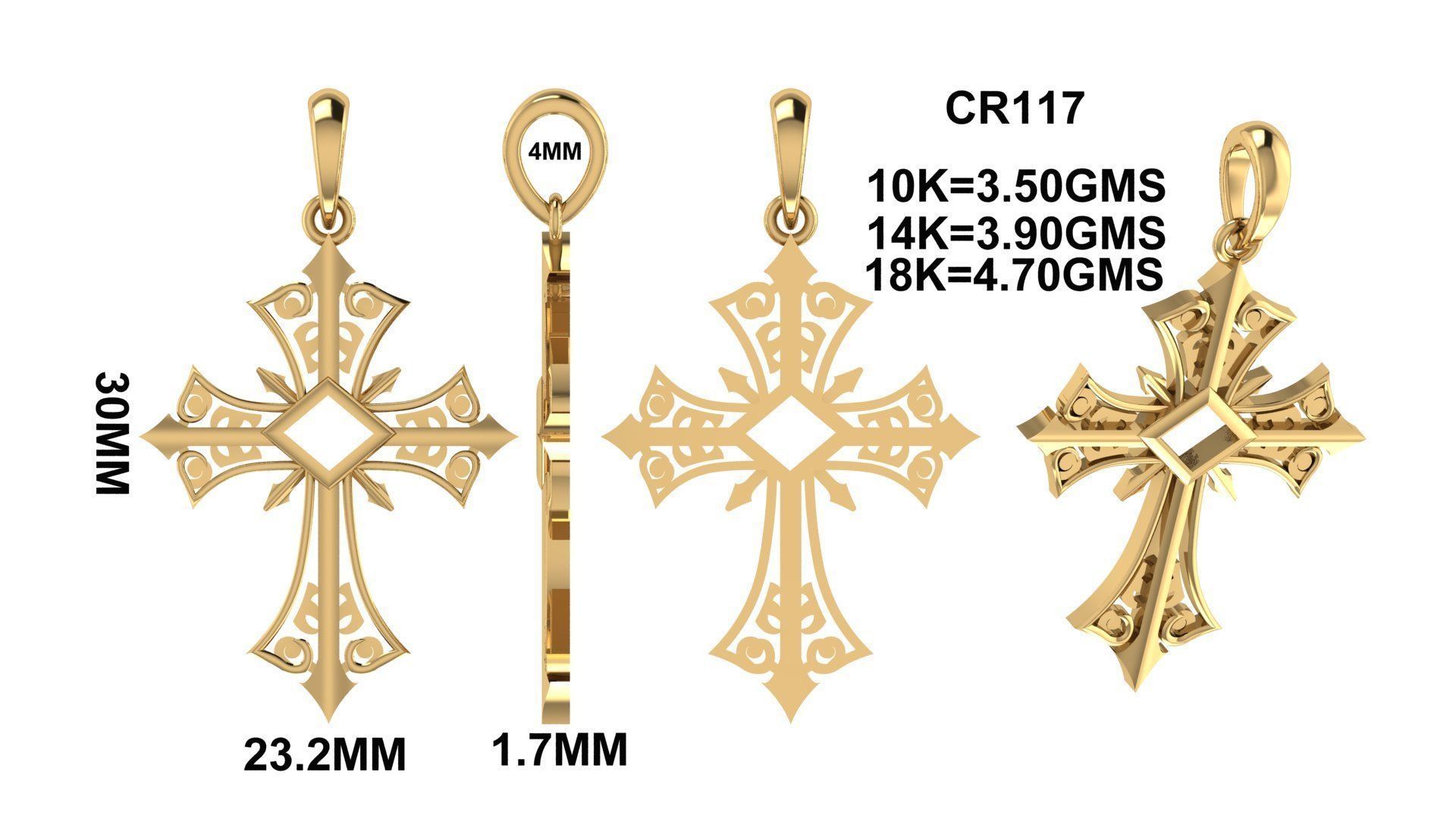 CROSS PENDANT CR117 3D print model_6