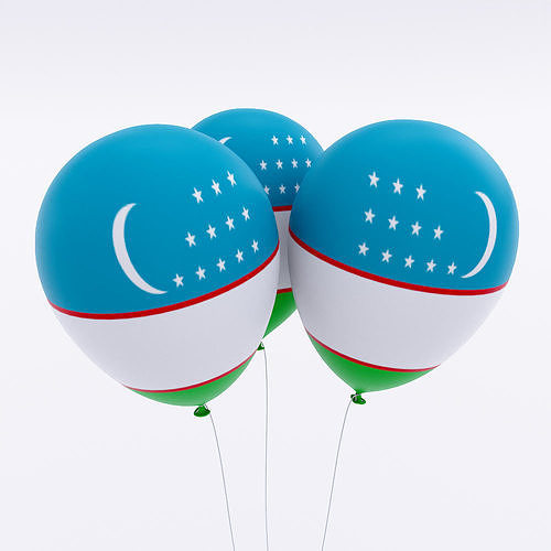Uzbekistan country balloon low poly 3d model  Low-poly 3D model
