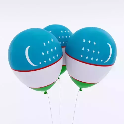 Uzbekistan country balloon low poly 3d model 
