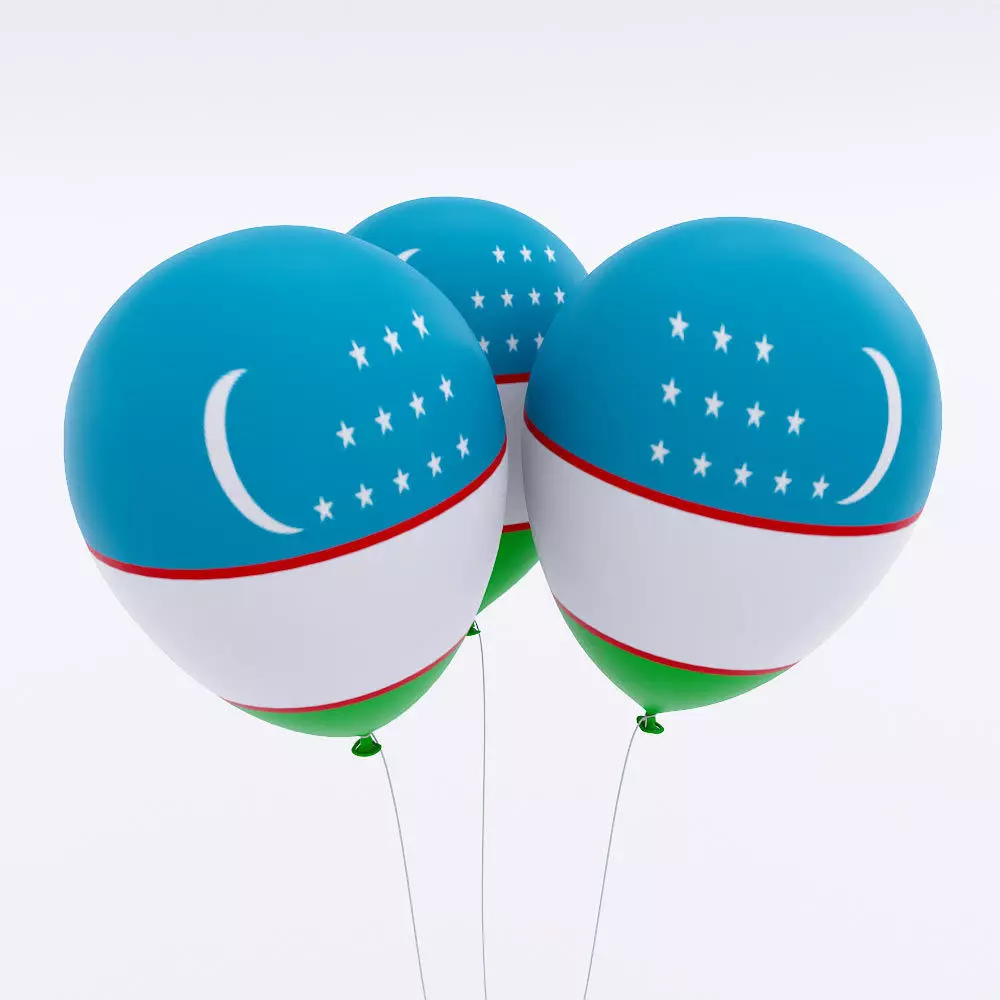Uzbekistan country balloon low poly 3d model  Low-poly 3D model_0