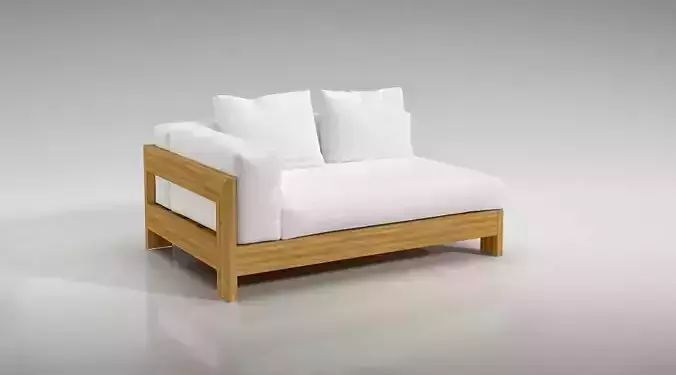 Sofa  Wood With White Cushions