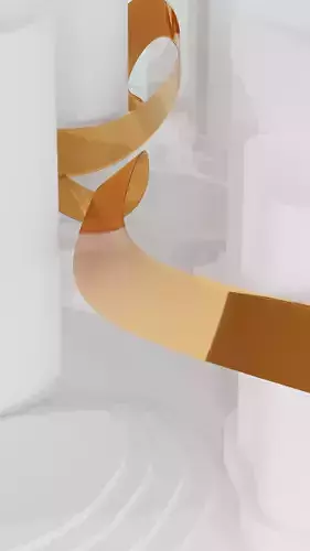 Scene with few decorative curved walls and stairs and ribbon 