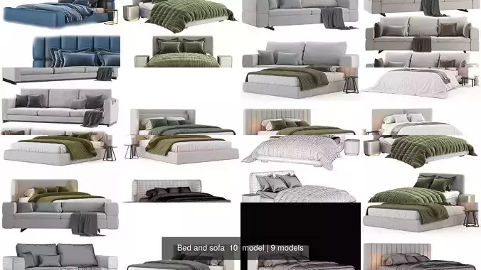 Bed and sofa  10  model 3D Model Collection