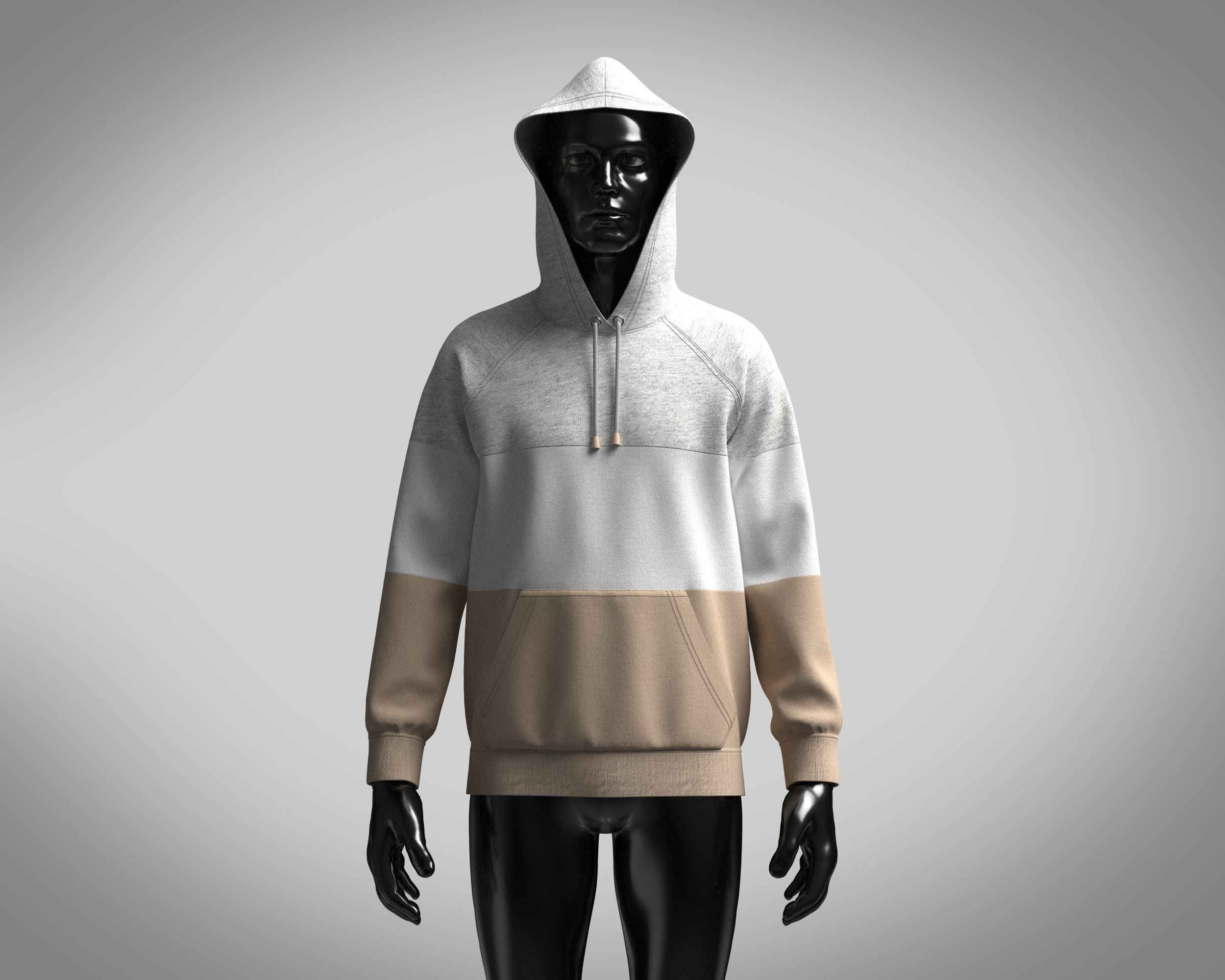 Hoodie-Melange hoodie 3D model_1