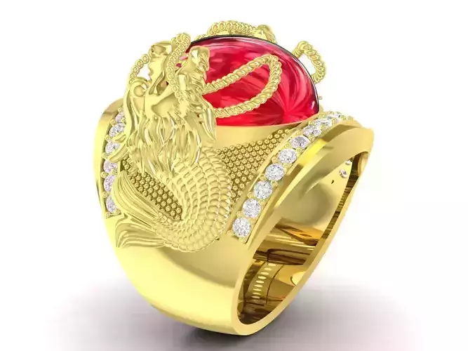 Asian Fengshui  carp turns Dragon Ring 3319
