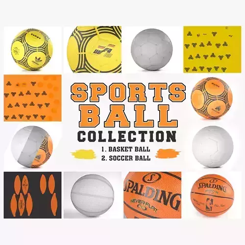 Triple Play Basketball and Soccer Ball 3D Model Collection