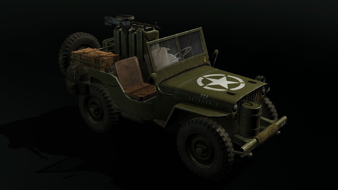 Low poly Willy Army Jeep 1942 Low-poly 3D model_9