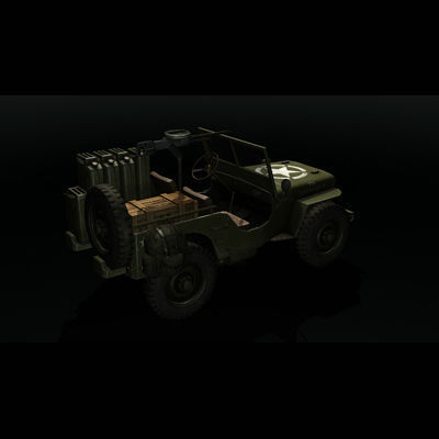Low poly Willy Army Jeep 1942 Low-poly 3D model_8