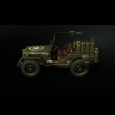 Low poly Willy Army Jeep 1942 Low-poly 3D model_4
