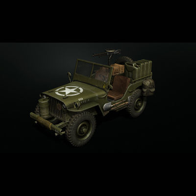 Low poly Willy Army Jeep 1942 Low-poly 3D model_2