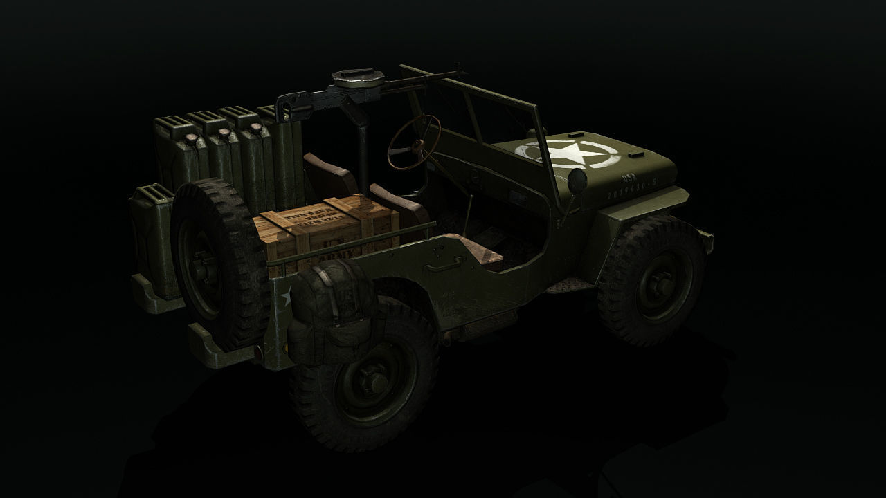 Low poly Willy Army Jeep 1942 Low-poly 3D model_7
