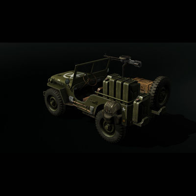 Low poly Willy Army Jeep 1942 Low-poly 3D model_6