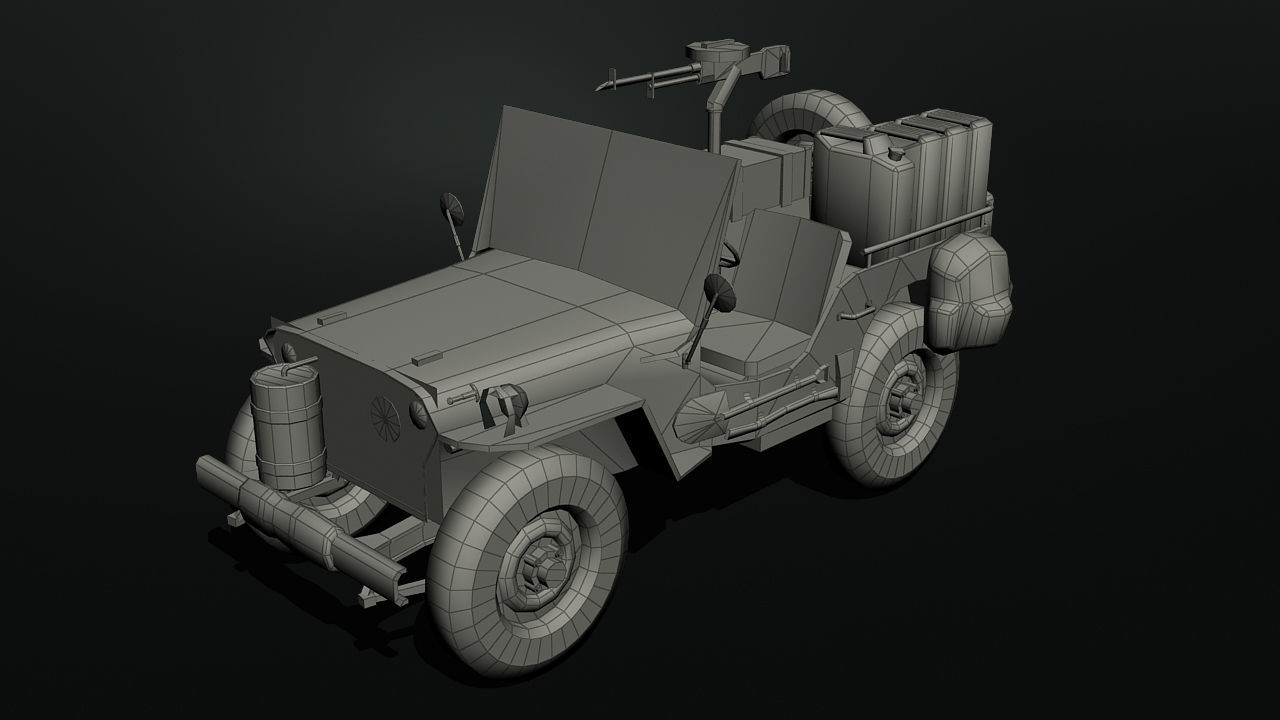 Low poly Willy Army Jeep 1942 Low-poly 3D model_13