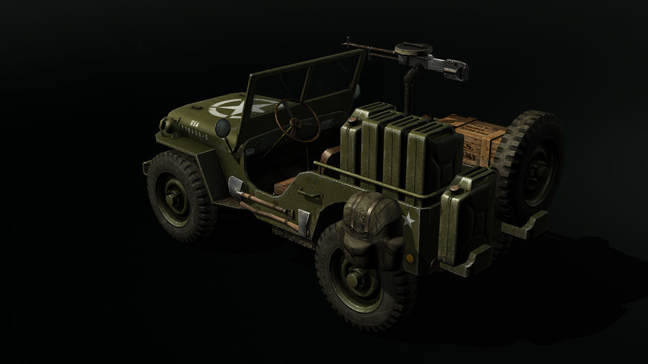 Low poly Willy Army Jeep 1942 Low-poly 3D model_5